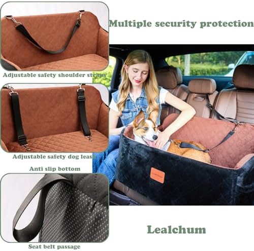 Lealchum Large Dog Car Seat, Memory Foam Cushion Car Seat - Image 4