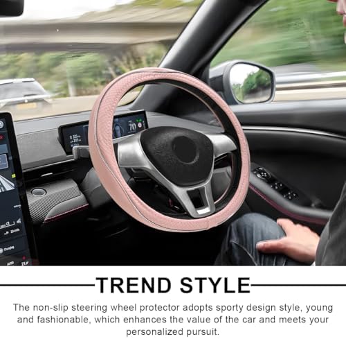 Car Steering Wheel Cover, 15 Inch Anti-Slip Breathable Leather Auto Steering - Image 5