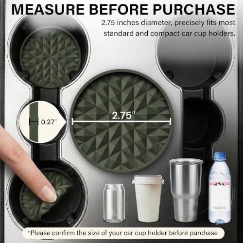 Silicone Car Coasters Set of 4, 2.75" Cup Holder Mats - Image 2