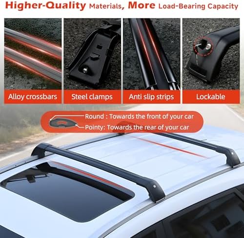Roof Rack Cross Bars for 2017-2026 Volkswagen VW Atlas 396lbs Lockable Roof - Image 4