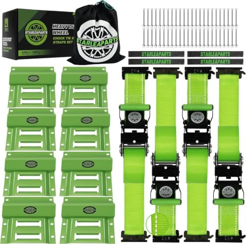 Heavy Duty Wheel Chock Tie Down Straps Set by STARLEAPARTS