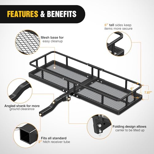 Nilight 60" x 20" x 7.87" Hitch Cargo Carrier | Fits 2-Inch Receiver 500lbs - Image 4