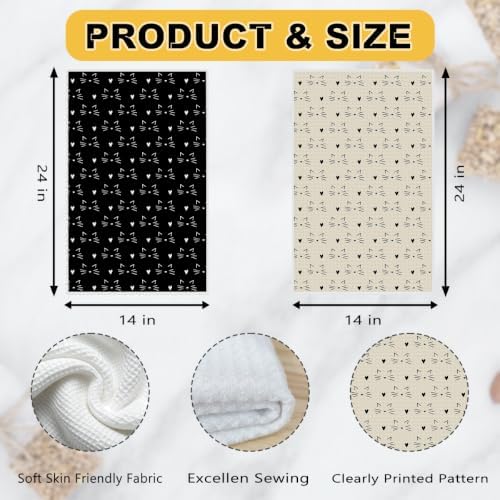2Pcs Cute Cat Kitchen Towels Waffle Soft Dish Hand Towels Farmhouse Decor - Image 3