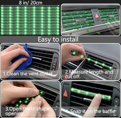 NBTEPEM 27 PCs Green Bling Car Accessories Set - Image 6