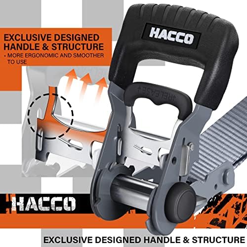 HACCOPLANET 1.6in Heavy Duty Ratchet Tie Down Straps 4PK - Image 2