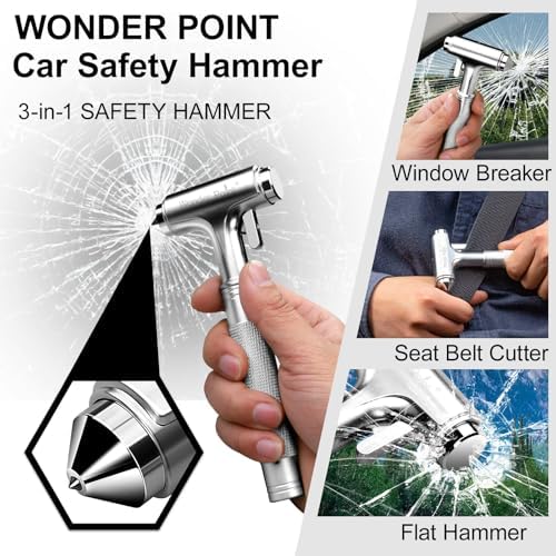 Car Window Breaker and Seatbelt Cutter, All-Metal Safety Hammer - Image 3