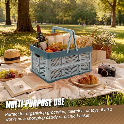 2-Pack Large Foldable Storage Crates, 33.7L PP Collapsible Bins Grey - Image 6