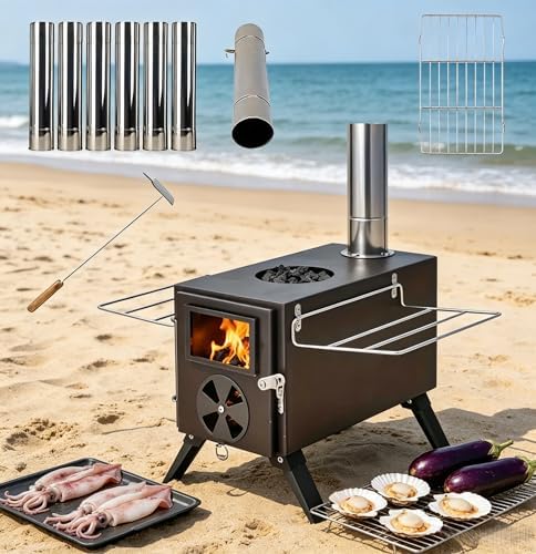 Portable Hot Tent Stove, Light Weight Camp Wood Stove, Carbon Steel Camping - Image 7