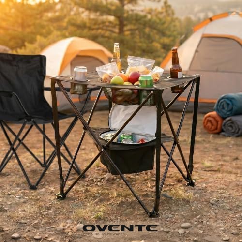OVENTE Collapsible Folding Camping Table, Insulated Cooler - Image 2