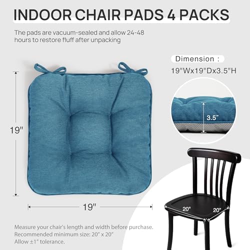 Love's cabin Memory Foam Chair Cushions Set of 4, 19 Inch - Image 2