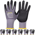 LOCCEF Work Gloves MicroFoam Nitrile Coated-6 Pairs, Endurance Seamless Knit by LOCCEF
