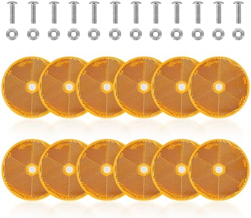 10 Pack Yellow Screw on Round Reflectors, E11 Approval Road Safety - Image 2