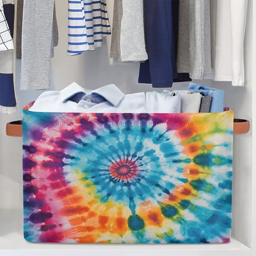 AUUXVA Storage Basket Abstract Swirl Tie Dye Pattern Storage Cube Box Durable - Image 5