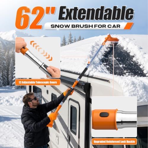 62'' Extendable Snow Brush & Ice Scrapers, Snow Shovel - Image 2
