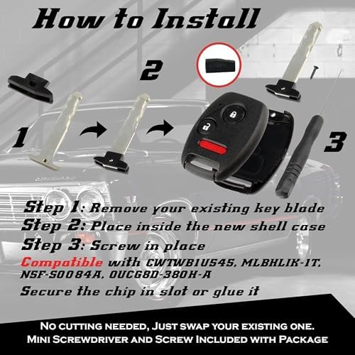 10X Honda Key Fob Cover / Key Fob Case – Replacement Key Shell – No Cutting - Image 5