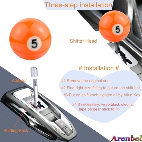 5 Ball Billiard Shift Knob Polished Car Racing Gear Shifter Grip - Image 4