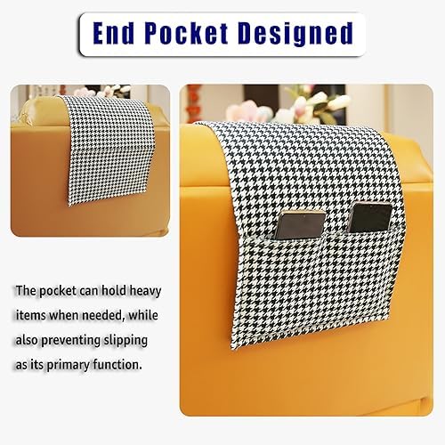 Velvet Recliner Headrest Pillow, Non-Slip Neck Support, Houndstooth - Image 6