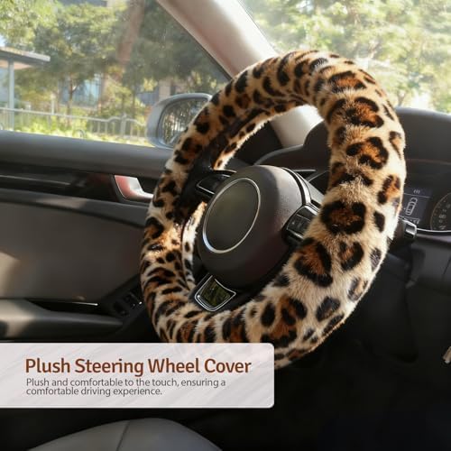 Fluffy Steering Wheel Cover 3PCS Set – Plush Fuzzy Fur Steering Wheel Cover - Image 5
