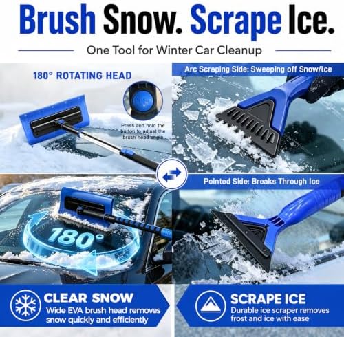 48" Snow Brush and Ice Scraper for Car, EVA Foam Head Snow Remover - Image 6
