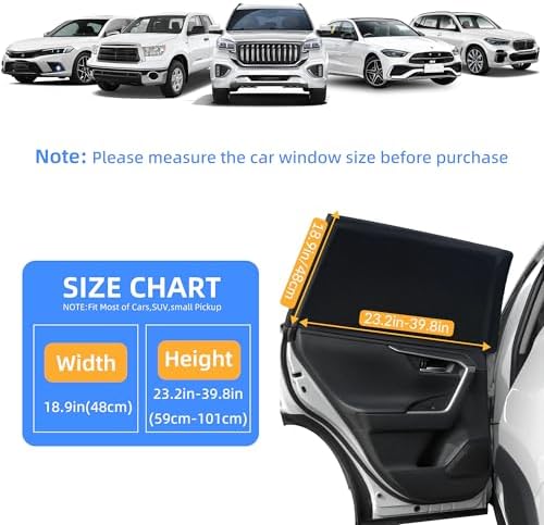 2026 New Upgrade Car Window Shades, 2 Pack Side Car Window Sun Shades - Image 3
