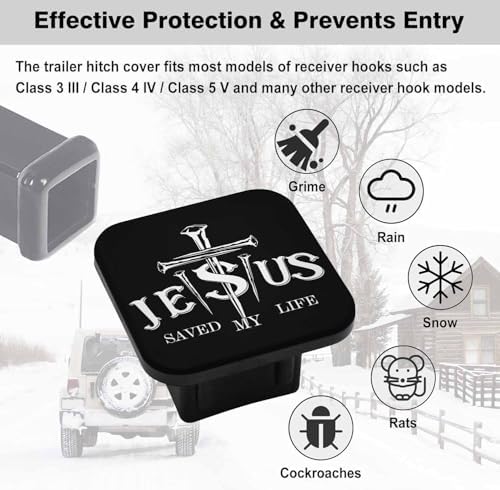 Swono Tow Hitch Cover He Saved My Life 2 inch Rubber Practical Tow Receiver - Image 3