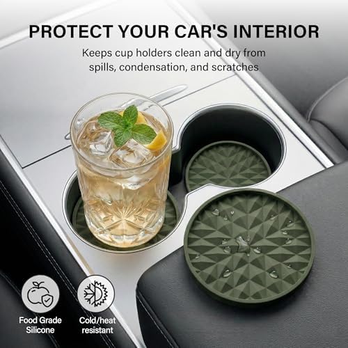 Silicone Car Coasters Set of 4, 2.75" Cup Holder Mats - Image 3