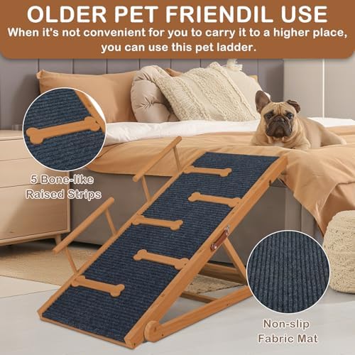 Dog Ramp for Bed, Ramp for Dogs to Get On Bed, 5 Adjustable Dogs Ramp - Image 5