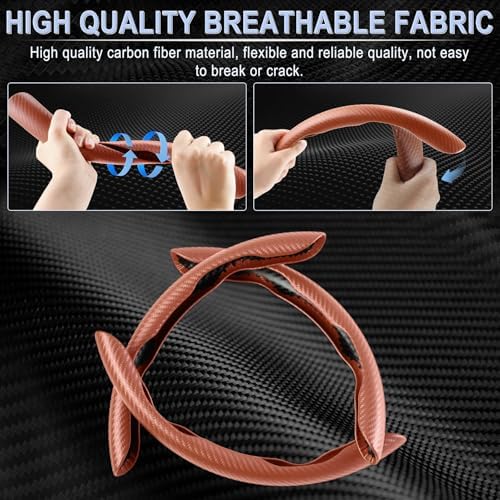 Amiss 3pcs Carbon Fiber Anti-Skid Steering Wheel Cover, Waterproof & Segmented - Image 2