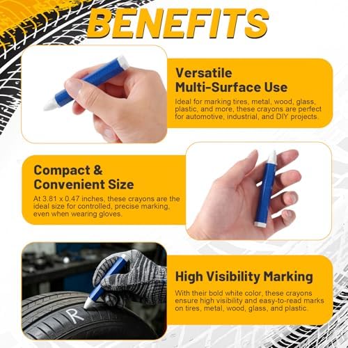 10 Pack White Tire Marking Crayons, Industrial Wax Crayon Sticks - Image 3
