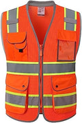 JKSafety Hi Vis Safety Vest for Men Women Cushioned Collar JK101 Orange 3XL by JKSafety