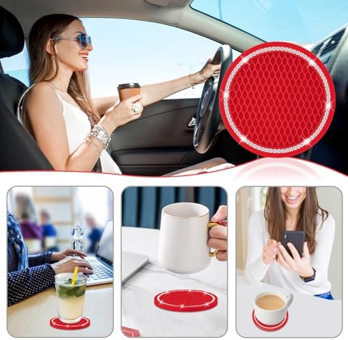 COCASES Car Coasters, 4 Pack Vehicle Bling Car Coaster, Universal Rhinestone - Image 6