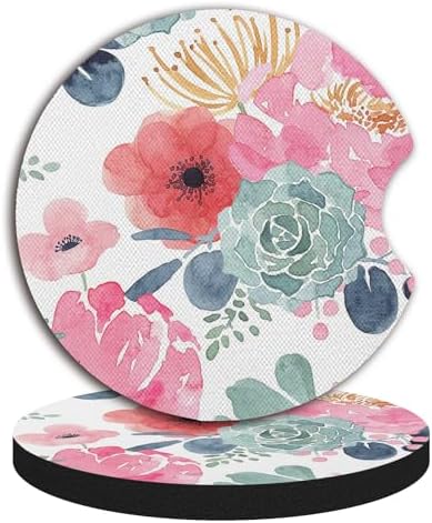 Watercolor Floral Car Coaster for Cup Holders, Car Accessories for Women - Image 5