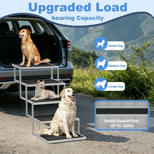 Dog Steps for Car & SUV – 5-Step Foldable Pet Stairs for Large Dogs, Non-Slip - Image 2