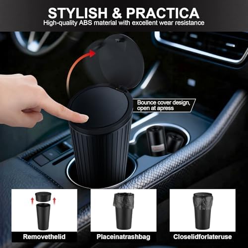 SINGARO Car Trash Can with Lid, Leakproof Mini Garbage Bin - Image 3