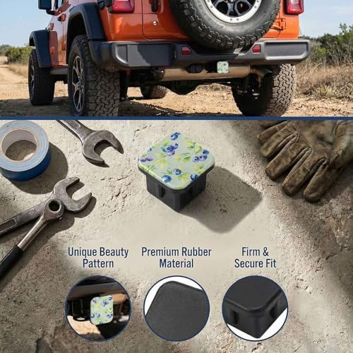 Blue Berry Watercolor Tow Hitch Covers Heavy Duty Rubber Trailer Hitch Cover 2" - Image 3