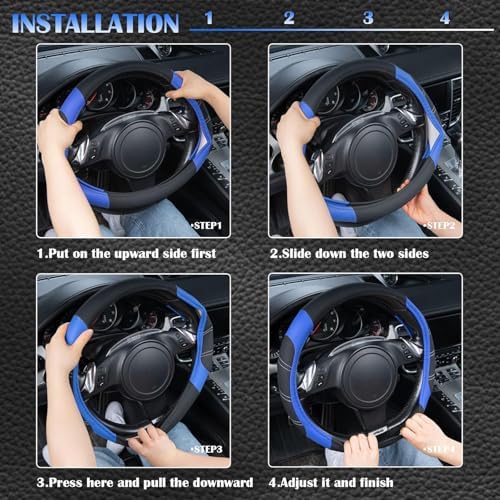 CAR PASS Line Rider Microfiber Leather Sporty Steering Wheel Cover Universal - Image 5