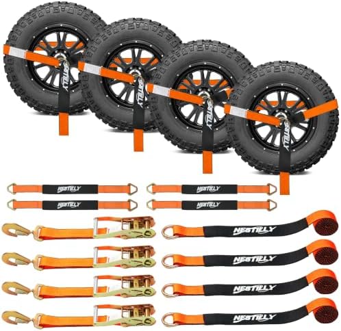4 Pack Car Tie Down Straps for Trailers, 000 lbs Break Strength, Wheel Tire Tie by Nestilly