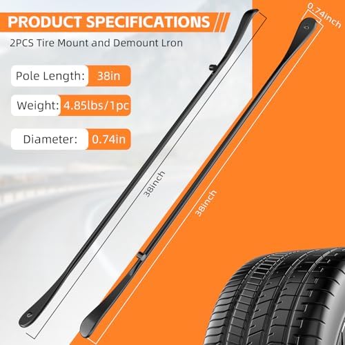 2 Pack 38 Inches Tire Crowbar Spoon Set, Forged 40Cr Steel Tire Mount & Demount - Image 2