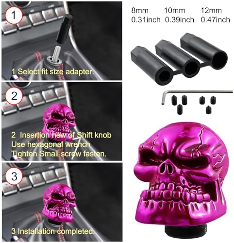 Skull Shift Knob Cars Truck Gear Shifter Stick Handle SUV Purple - Image 4