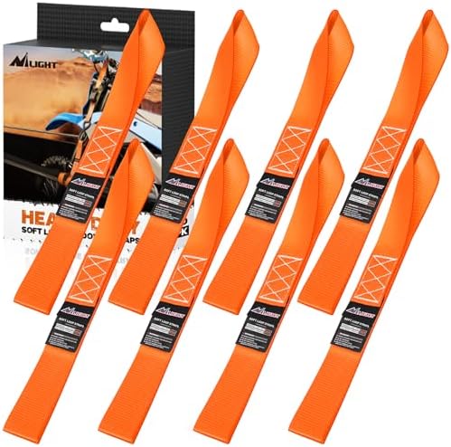 Nilight Soft Loop 1.7"x17" Motorcycle Tie Down Straps 12, 000LBS 8PK Orange by Nilight