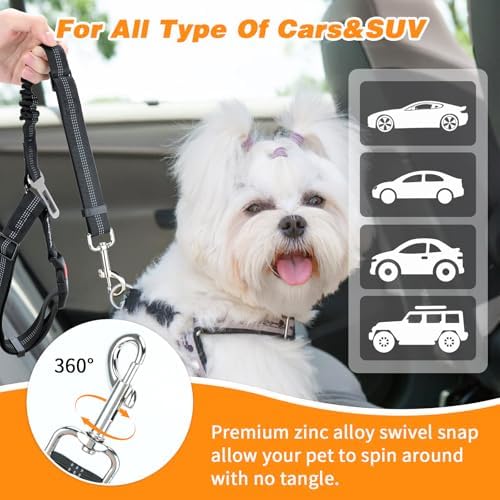 BWOGUE Dog Seat Belt for Car, Headrest Restraint Reflective Bungee, 1 Pack - Image 6