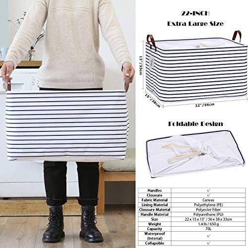 Hinwo 2-Pack Extra Large Canvas Fabric Storage Baskets - Image 6