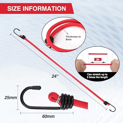 WORKPRO Bungee Cords with Hooks, Heavy Duty Outdoor Bungee Strap - Image 3