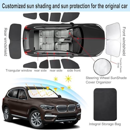 10PCS Window Shades for 2018-2024 BMW X3 Accessories Foldable Sunshade Side - Image 4