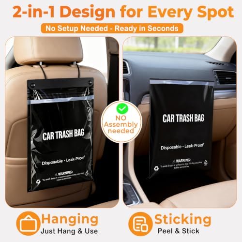COZILO 50 Count Disposable Car Trash Bags, Hanging & Stick-On Car Trash Can - Image 4