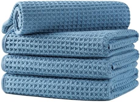 Microfiber Waffle Hand Towels, 4 Pieces, Fast Drying, Lint Free 430 GSM by Unknown