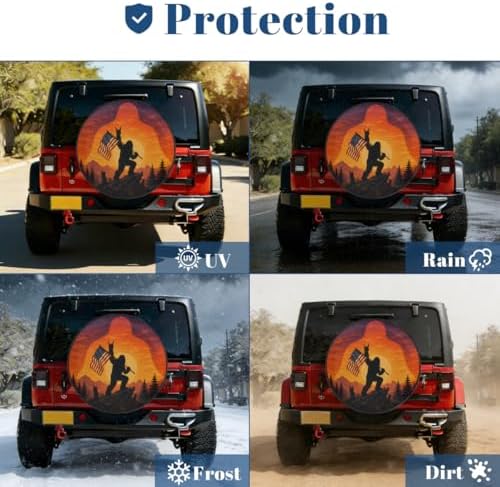Bigfoot American Flag Spare Tire Cover Wheel Covers Protectors Waterproof - Image 7