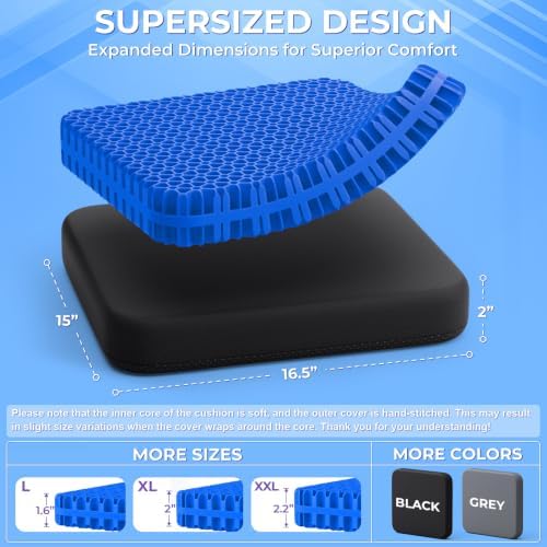 TushGuard Gel Seat Cushion for Long Sitting, Breathable Thick Patent Design - Image 2