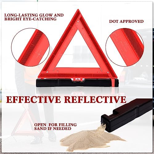 Kanayu 12 Pcs Warning Triangles Dot Reflective Foldable Emergency Safety - Image 3