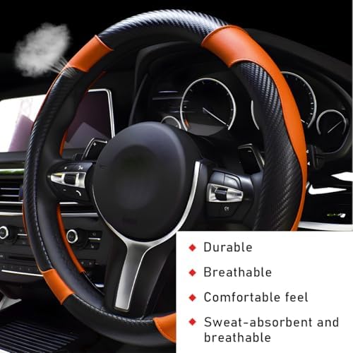 povtii Car Steering Wheel Cover, 15 Inch Leather Breathable Auto Steering Wheel - Image 4